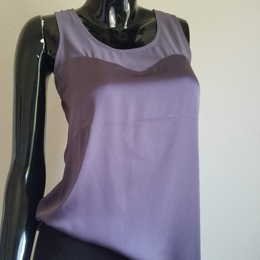 Purple Satin Sleeveless Blouse